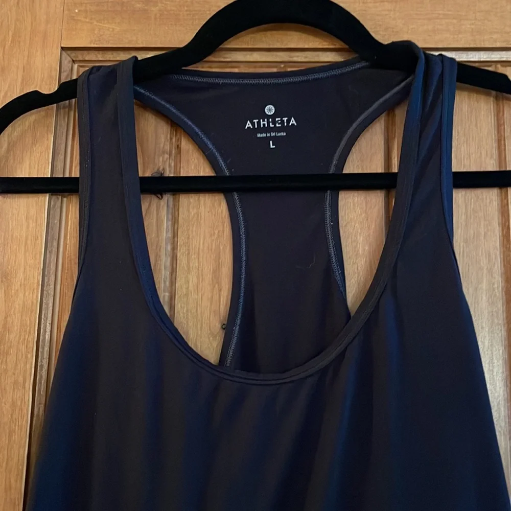 Athleta T-neck Rackerback Scoop Neck Long Workout Tank - Picture 3 of 6